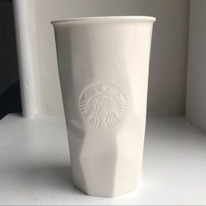 Starbucks faceted white ceramic tumbler w/o lid